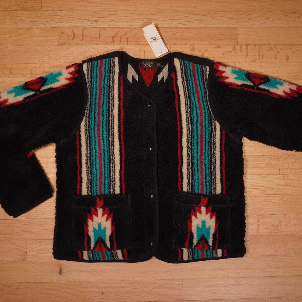 Ralph Lauren Double RL RRL Sherpa Jacket Multi-Color Size 4 Polyester Brand New